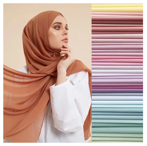 132 Цвета жоржет плотный шифон хит продаж Простой шифон хиджаб шарфы женские мусульманские шали исламские 180*70 в наличии - Product Image 1