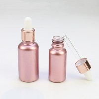 Flacon compte-gouttes rond en verre dépoli or rose de 10 ml, 30 ml, 50 ml, vide, pour huiles essentielles, avec compte-gouttes or rose