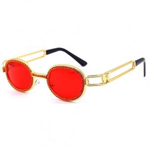 Wholesale 2021 Trendy Fashion Vintage Women <b>Steampunk</b> Diamond Sun <b>Glasses</b> Small <b>Round</b> Rhinestone Sunglasses - Product Image 6