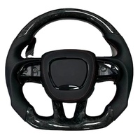 Volant sport en carbone forgé sur mesure de qualité supérieure, 3 branches, compatible Dodge Challenger Charger Hellcat, cuir pour véhicules modifiés