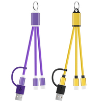 Harga pabrik 2025 Set hadiah bisnis promosi 5V/2A gantungan kunci pengisi daya 3 in 1 kabel USB LISHAN merek CE bersertifikat untuk pria wanita