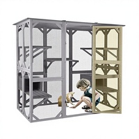 TIANYI – maison de chat en bois d'extérieur, Cage pour chaton avec plateforme et petites maisons coupe-vent