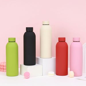 500ml borraccia sportiva doppia parete in acciaio inox isolato pallone sottovuoto con manico per la schiena a scuola di gomma vernice <span class=keywords><strong>tazza</strong></span> - Product Image 5