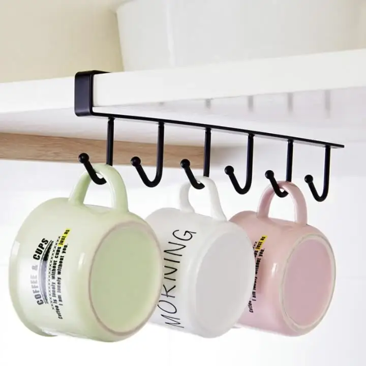 Cupboard Hanging Coffee Cup Organizer Closet Clothes Shelf Hanger Wardrobe Glass Mug Holder Storage Rack