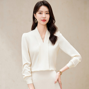 V-Ausschnitt V-Ausschnitt Schwarz Langarmhemd Weiß Abendkleider <span class=keywords><strong>Plus</strong></span> <span class=keywords><strong>Size</strong></span> Blusen Frauen Lässig Sommer Stil Knopf Dekoration Solid - Product Image 2