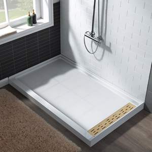 Cubierta de tensión de acero inoxidable Wetroom hecha <span class=keywords><strong>a</strong></span> <span class=keywords><strong>medida</strong></span>, placa de <span class=keywords><strong>resina</strong></span> de piedra, bandeja de <span class=keywords><strong>ducha</strong></span> Smc para Baño - Product Image 1