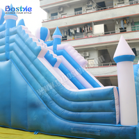 Château Gonflable Commercial Bleu et Blanc avec Toboggan Combo pour Enfants, Maison de Rebond et Toboggan Sec pour Location de Fêtes et Aire de Jeux Extérieure