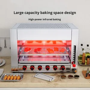 Gril-<span class=keywords><strong>salamandre</strong></span> professionnel à gaz 10 brûleurs, infrarouge, robuste, en acier inoxydable, pour la fonte de fromage, pour restaurant - Product Image 4