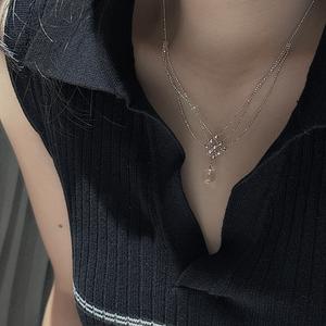 Italian Craft S925 Pure Silver Blade Chain Simple Fashionable Vintage Antique Style Niche Design <b>Crystal</b> Necklaces Contrasting - Product Image 3