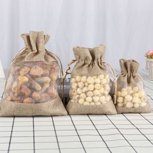 Linen Bundle Pocket Jute Mesh Bag Candy Storage Bag <b>Drawstring</b> Cambric Christmas Window Jewelry <b>Drawstring</b> Bag - Product Image 2