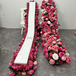 Composizione Floreale Decorativa <span class=keywords><strong>per</strong></span> Matrimoni in Seta Artificiale, Runner di Rose <span class=keywords><strong>Rosa</strong></span> Acceso <span class=keywords><strong>per</strong></span> Decorazione Sfondo - Product Image 1