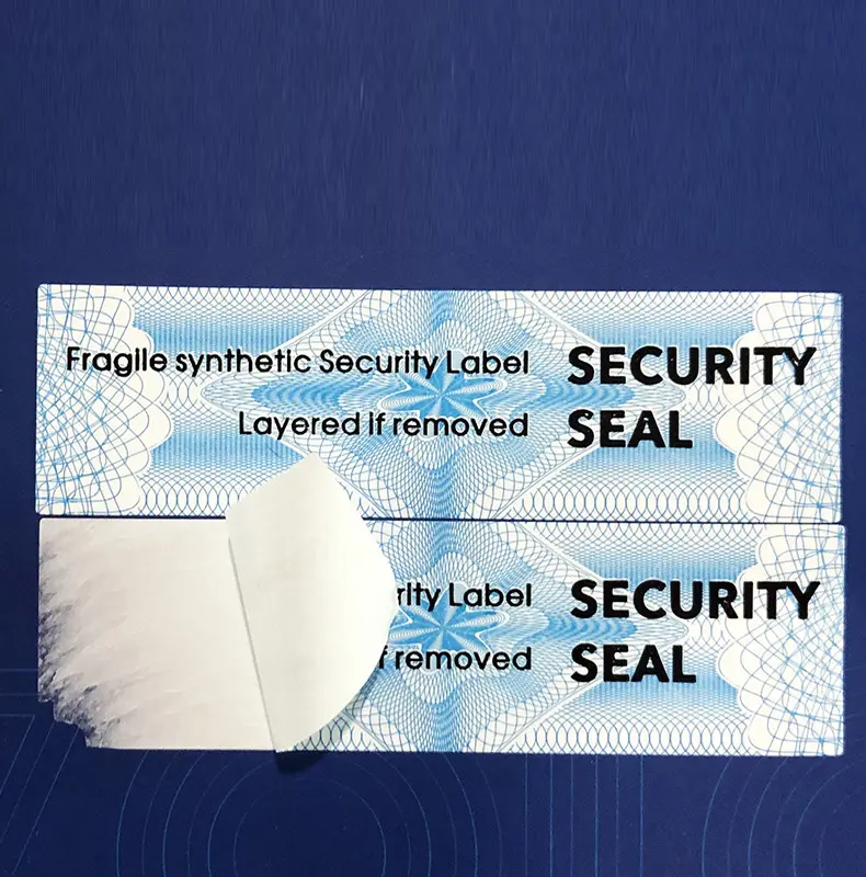 Etiqueta de sellado de seguridad, tamaño delicado personalizado, rollos en blanco o Material adhesivo de laminación de papel, barato de fábrica