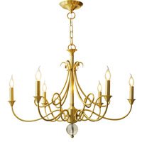 American Retro All-Copper LED Chandelier Sala de estar Country Restaurant Dormitorio negro E14 Techo Medio Vela simple