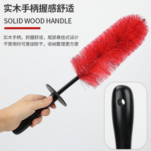 Yinote <b>Wheel</b> Cleaning Brush Red Bristle For Car Tire And Rim Cleaning - Product Image 4
