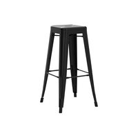 Tabouret de restaurant italien en métal industriel empilable, tabouret de salle à manger noir, chaise haute durable, tabouret en fer vintage