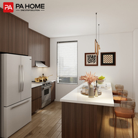 Ensembles d'armoires de cuisine en PVC PA Design, fourniture en gros, matériau imperméable pour projets immobiliers