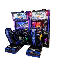 Machine de jeu de course à monnayeur, simulateur de voiture, machine de course d'arcade avec siège et volant pour centre de jeux d'amusement