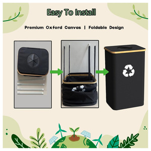 Poubelle de recyclage pour cuisine, intérieur, maison, grande poubelle de recyclage avec couvercle, sac intérieur amovible et réutilisable, bouteilles, canettes, verre, plastique, cartons - Product Image 6