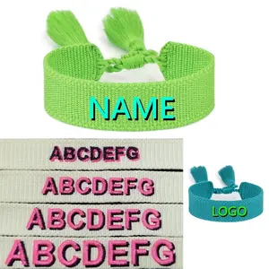 2023 personalización nuevo diseño de monograma personalizado sombra textos nombre letras bordado tela tejida pulseras