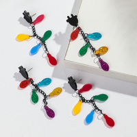 Boucles d'oreilles pendantes tendance en acrylique pour femme, motif lumières de Noël punk colorées, style exagéré, vente en gros FS