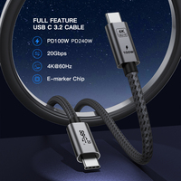 Câble de transfert de données USB3.2 UNIEAN USB C vers USB C, câble de charge rapide USB Type C, câbles de données USB3.2 Gen2 20 Gbps PD100W pour Mac