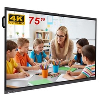 Écran plat interactif 75 pouces 4K, tableau blanc électronique avec stylet/tactile 20 points, LCD et système d'exploitation Android 14