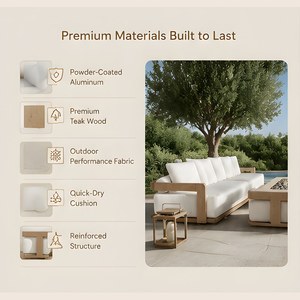 Sofá Moderno de Madera Maciza de Teca para Exteriores, Muebles de Jardín de Lujo de <span class=keywords><strong>2</strong></span> <span class=keywords><strong>Plazas</strong></span> para Hoteles, Patios y Villas - Product Image 3