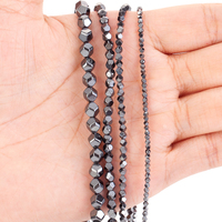 AsVrai U naturel AA + pierre d'hématite noire 8 facettes perles d'espacement en vrac pour la fabrication de bijoux Bracelet fait à la main 15''
