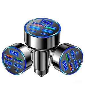 Adattatore <span class=keywords><strong>per</strong></span> presa 12V con display di tensione, caricabatterie <span class=keywords><strong>per</strong></span> auto USB C multiporta, ricarica rapida con voltmetro <span class=keywords><strong>per</strong></span> <span class=keywords><strong>iPhone</strong></span> Samsung, nuovo - Product Image 1