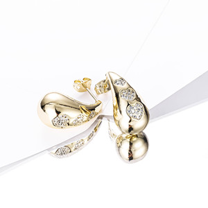 Wholesale Jewelry Arete Con Forma De <strong>Gota</strong> 14k Gold Plated Hot Sale Women Crystal clear Heart Zircon Water Drop Stud Earring - Product Image 3