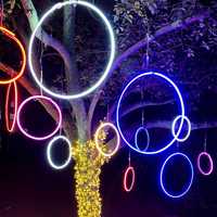 LED Weihnachts-Lichterkette mit fünfzackigem Stern, Mond und Schneeflocke, IP65 wasserdicht, für den Außenbereich, zum Aufhängen an Bäumen, warmweißes dekoratives Licht