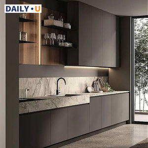 خزائن مطبخ حديثة مطلية بالورنيش والرسم المخصص بتصميم كامل ، مجموعة خزانة طويلة بأسعار معقولة ، خزانات بار مطبخ - Product Image 3