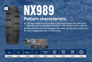 Neumático NEXXUS NX989 JX635 12.00R20 1200R20 24PR 12.00R20 Diseño de Alta Durabilidad Diseñado para Aplicaciones de Trabajo Pesado con Resistencia al Desgaste - Product Image 2