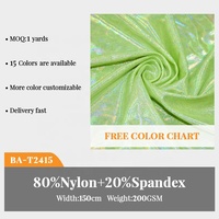 Échantillon gratuit extensible Mystique hologramme brillant estampage à chaud feuille polyamide Spandex tissu maillots de bain fête Performance Wear tissus
