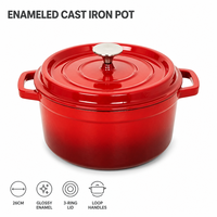 Marmite hollandaise ronde en fonte émaillée rouge Senny 26 cm avec couvercle et poignée double en acier inoxydable, vente en gros directe usine