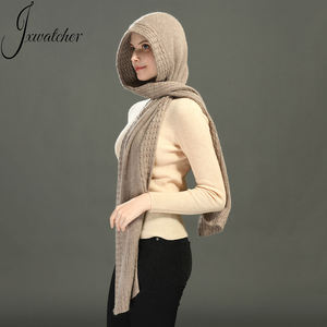 Longue écharpe de Ski épaisse coupe-vent pour l'extérieur, couvre-cou à capuche pour femmes, bonnet d'hiver, Protection des oreilles, écharpe à capuche tricotée en <span class=keywords><strong>cachemire</strong></span> - Product Image 2