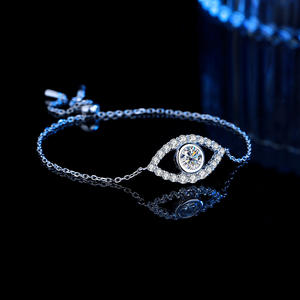 Fabrika toptan özel takı 925 ayar gümüş basit mavi nazar VVS Moissanite ayarlanabilir bilezik kadınlar için - Product Image 4