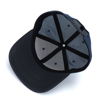 Gorra Snapback Azul para Hombre con Visera de Cuero, Estilo Hip Hop, Insignia Metálica, Ajustable, de Algodón y Poliéster, Estructurada, Estilo Urbano