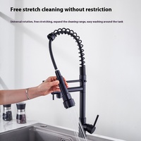 Robinet de cuisine en céramique à double sortie en laiton Robinet d'eau chaude et froide à ressort multifonctionnel à miroir croisé coulissant pour robinet de cuisine