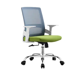 Silla de oficina giratoria ergonómica ajustable, muebles de oficina con soporte lumbar, de malla para el personal