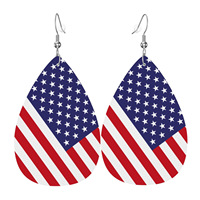 Boucles d'oreilles pendantes en cuir en forme de goutte d'eau avec drapeau haïtien double face pour femmes, décoration pour les fans de matchs de football, promotion 2026