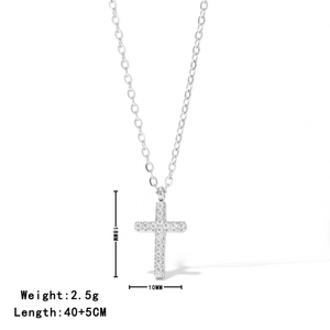 Minik Dainty tasarım paslanmaz çelik 18k altın kaplama küçük boy zirkonya kakma çapraz kolye kolye kadınlar için moda takı - Product Image 6