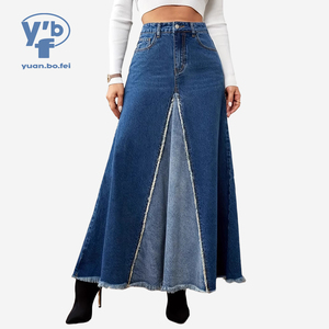 YUANBOFEI Women's <strong>Skirts</strong> Denim Jean <strong>Skirt</strong> High Waist Dark Wash <strong>Split</strong> Detail Lady Slimming Denim <strong>Skirts</strong> - Product Image 1