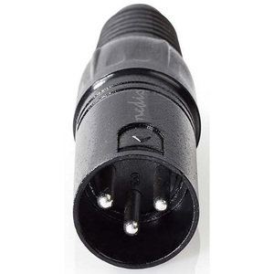 Connecteur XLR mâle 3 broches nickelé, câble noir 5 mm, entrée - Product Image 1