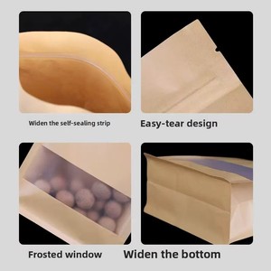 Sacs d'emballage verticaux à fond carré de qualité alimentaire avec fermetures à glissière thermoscellables et fenêtres transparentes en stock pour les noix, les aliments pour animaux de compagnie et les collations - Product Image 2