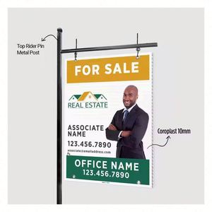 Custom Lawn Real Estate Signage Yard Signs <b>White</b> Stakes Digital Print with Adjustable Sign Mounting <b>Bracket</b> - Product Image 3