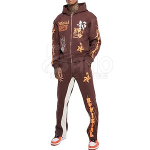 Venta al por mayor nueva ropa deportiva personalizable Puff impresión 100% algodón ligero transpirable chándal conjunto más vendido para el invierno - Product Image 1