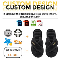 Chaussons d'intérieur personnalisés pour femmes avec logo brodé, antidérapants, semelle EVA/PVC/TPR, pour OEM