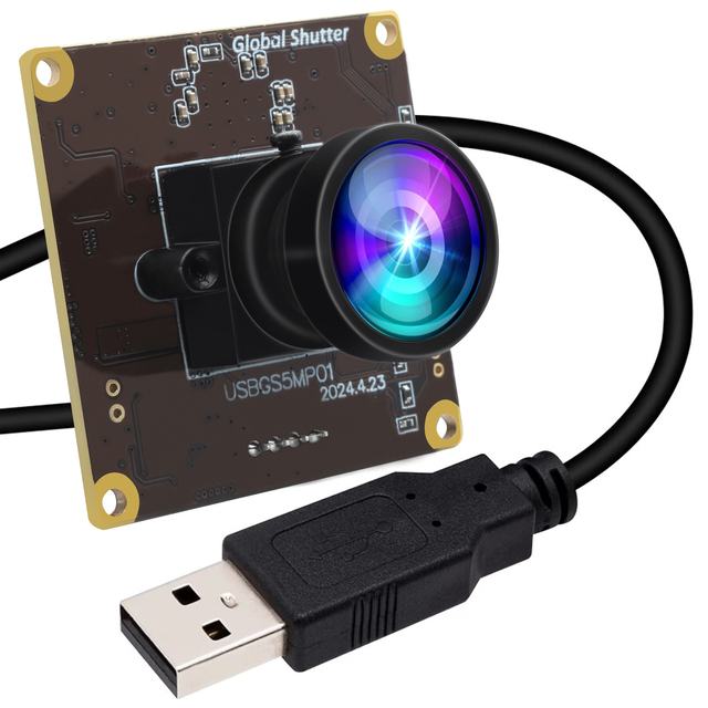 5MP 50fps Global Shutter USB Camera Module 120° No Distortion 1080P 60fps UVC Free Driver Mini PC Webcam for Linux Android