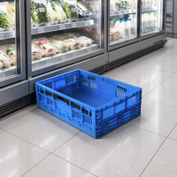 Caisses de stockage pliables panier en plastique avec fonction pliable ventilée Style de boîte solide pour le transport de fruits légumes oeufs